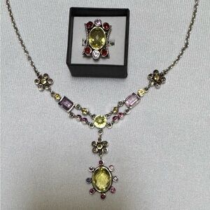 Nicky Butler 925 Sterling Silver Lemon Quartz and Multi Gemstone Necklace & Ring